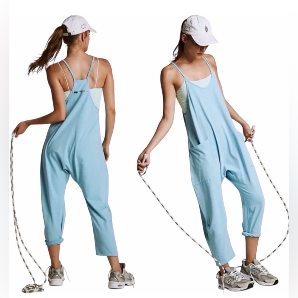 Free People FP Movement Hot Shot Jumpsuit Pants Romper Mediterranean Blue XS NWT - Picture 8 of 16